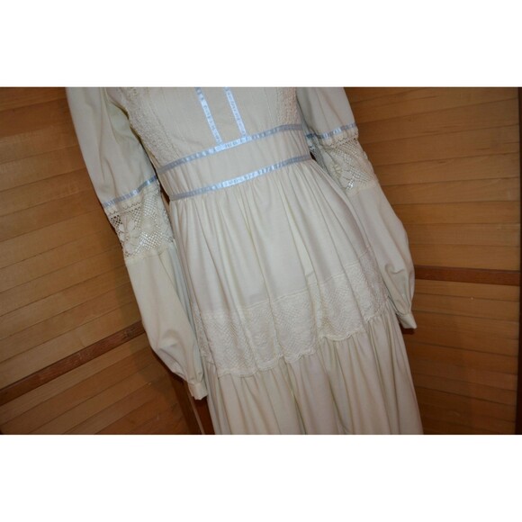 Gunne Sax Ivory Peasant Country Eclectic Bohemian Dress 1970s - Picture 4 of 8